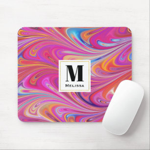 Rosa Orange Wirbel Groovy Design Mousepad