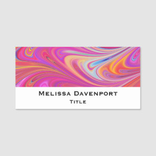 Rosa Orange Wirbel Groovy Design Namensschild