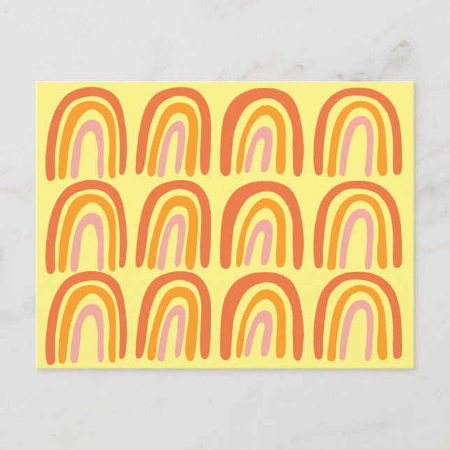 Rosa Orange Yellow Sweet Rainbow Pattern Postkarte (Vorderseite)