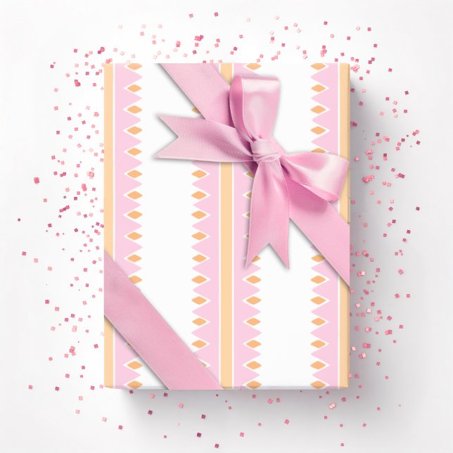 Rosa-Orange-Zickzackstreifen Geschenkpapier (Von Creator hochgeladen)