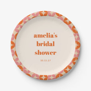 Rosa-orangee MidCentury-Modern-Hochzeitsdusche nac Pappteller