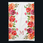Rosa Orangefarbene Blume Mit Monogramm Geschirrtuch<br><div class="desc">Blumenmuster von Rot,  Orange,  Rosa und Bordeaux Blume und grünen Blätter auf JEDEM FARBHINTERGRUND - wir zeigen Weiß. Personalisieren Sie mit einem Monogramm,  Initialen,  Namen oder Sprichwort für sich selbst,  ein Geschenk,  ein Hochzeitsgeschenk oder ein Geschenk für den Muttertag.</div>
