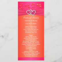 Rosa orangefarbene Blüten, Herz Hochzeitsprogramm 