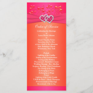 Rosa orangefarbene Blüten, Herz Hochzeitsprogramm Programm