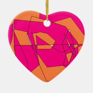 Rosa orangefarbene digitale Malerei, Kinderkunst Keramik Ornament