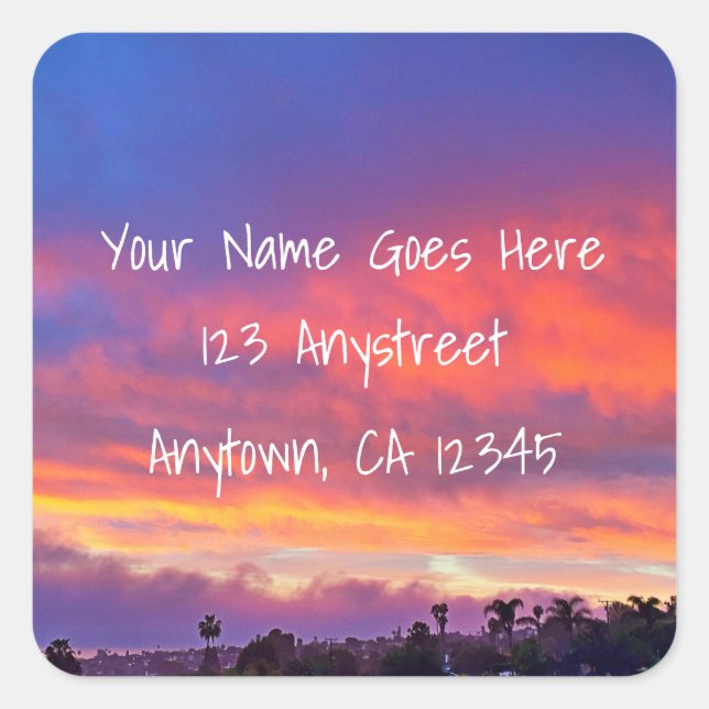 Rosa, orangefarbene, fette Sonnenuntergang Foto Rü Quadratischer Aufkleber (Vorderseite)