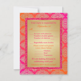Rosa, orangefarbene, goldene IMITATE Glitzer RSVP- RSVP Karte
