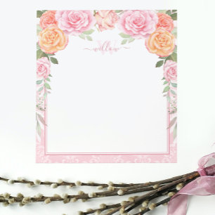 Rosa Orangefarbene Rose Notepad Notizblock
