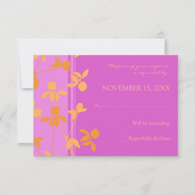 Rosa Orangefarbene UAWG Wedding Card RSVP Karte (Vorderseite)