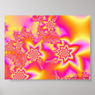 Rosa, orangefarbene und gelbe Sternenschilde Poster