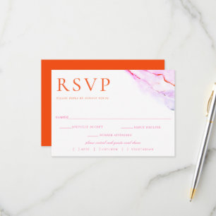 Rosa Orangefarbene Wasserfarbe Hochzeit RSVP Mahlz Karte