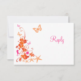 Rosa, orangefarbene, weiße tropische Beach-RSVP-Ka RSVP Karte