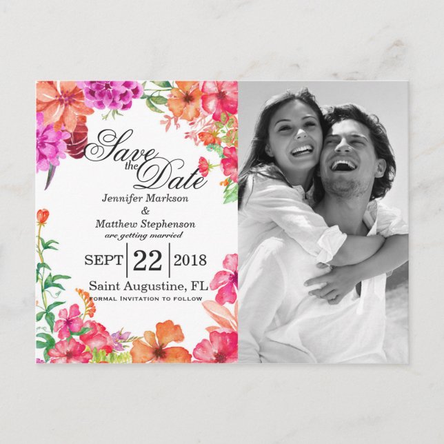 Rosa Orangefarbener Garten Speichern Sie die Daten Ankündigungspostkarte (Vorderseite)