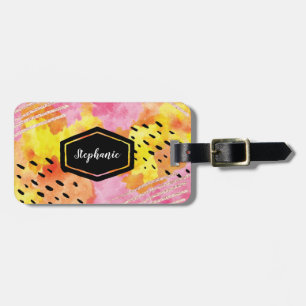 Rosa orangefarbenes abstraktes personalisiertes Ge Gepäckanhänger