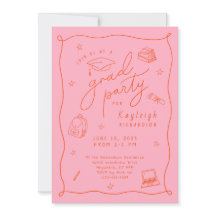 Rosa Orangefarbenes Foto Party Einladung