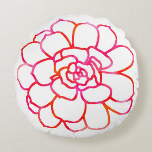 Rosa Orangen Wasserfarbe Sukkulent Rundes Kissen