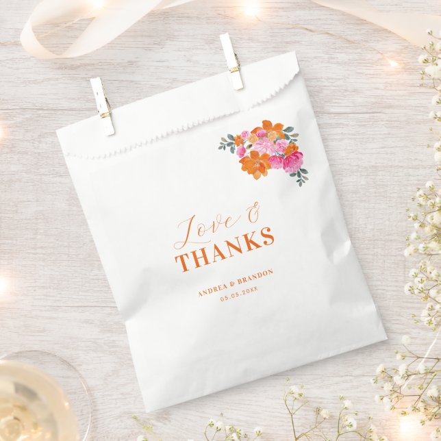 Rosa Orangengarten Liebe & Dank Hochzeit Geschenktütchen (Ausgeschnitten)