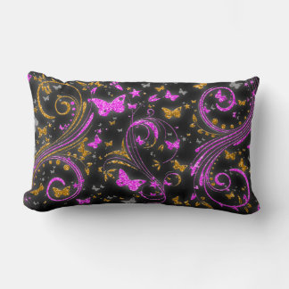 Rosa Orangenschmetterling Glitzer wirbelndes Kisse Lendenkissen