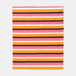 Rosa Orangenstreifen Horizontale Linien Fleecedecke