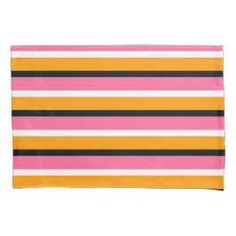 Rosa Orangenstreifen Horizontale Linien Kissenbezug