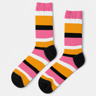 Rosa Orangenstreifen Horizontale Linien Socken