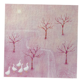 Rosa Orchard mit Gänselandschaftsmalerei Puzzle