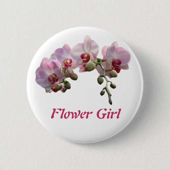 Rosa orchid Blume Hochzeitsknopf Button (Vorderseite)