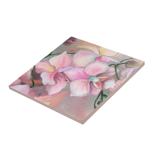 Rosa Orchid-Blume Keramik Tile Fliese (Seite)