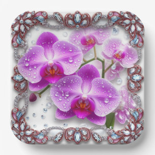 Rosa Orchid-Blume Pappteller