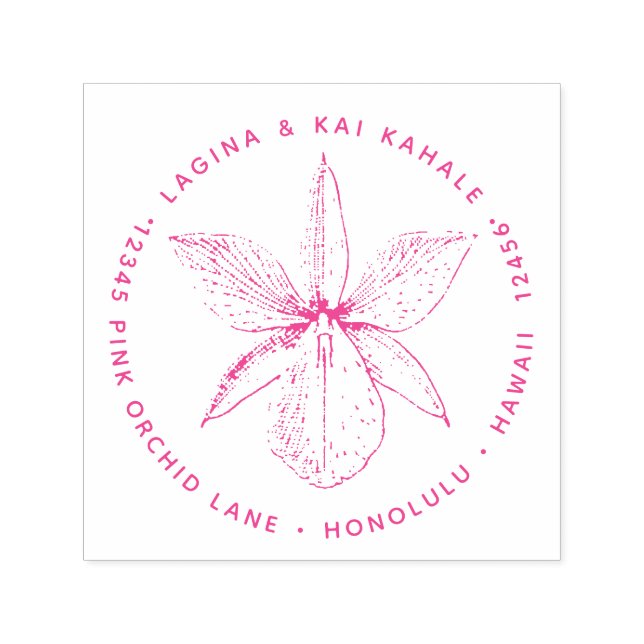 Rosa Orchid Blume Rücksendeadresse Hawaii Tropisch Permastempel (Design)