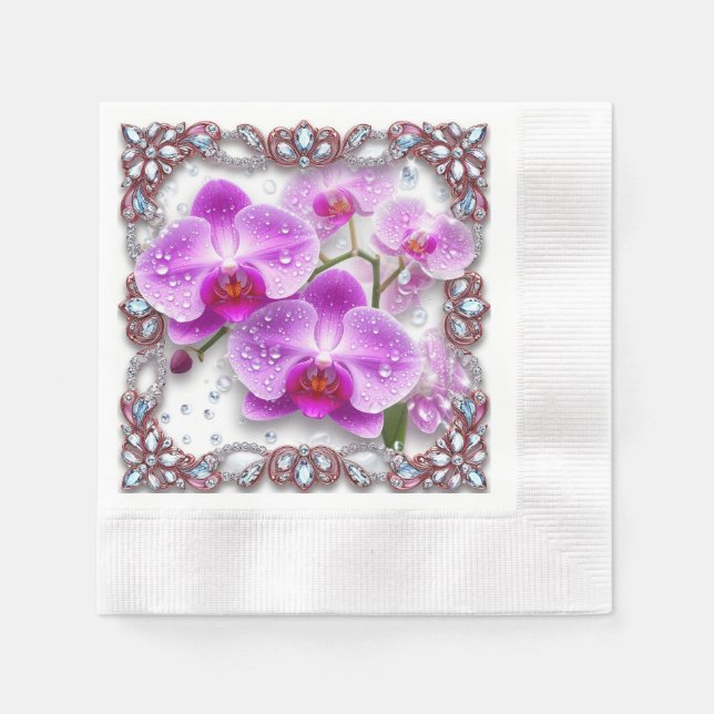 Rosa Orchid-Blume Serviette (Vorderseite)