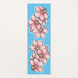 Rosa Orchid-Blume Watercolor-Design Yogamatte