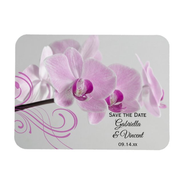 Rosa Orchid Elegance Wedding Save the Date Magnet (Horizontal)
