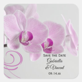 Rosa Orchid Elegance Wedding Save the Date Quadratischer Aufkleber