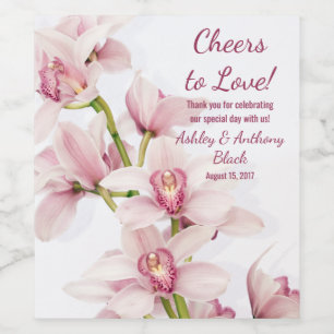 Rosa Orchid jubelt Liebe Hochzeit Weinetikett