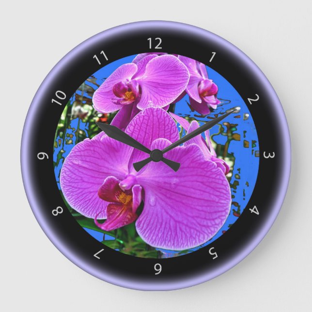 Rosa Orchid-Uhr Große Wanduhr (Vorderseite)