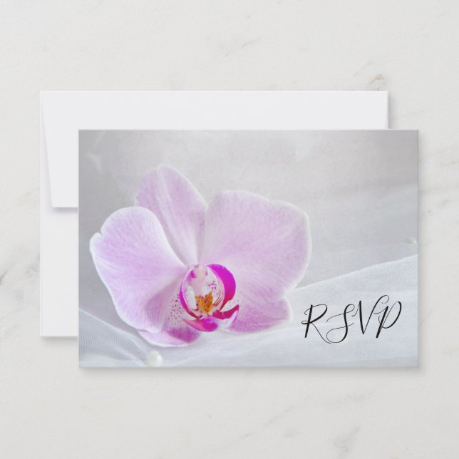 Rosa Orchid und Bridal Veil Wedding RSVP Card (Vorderseite)