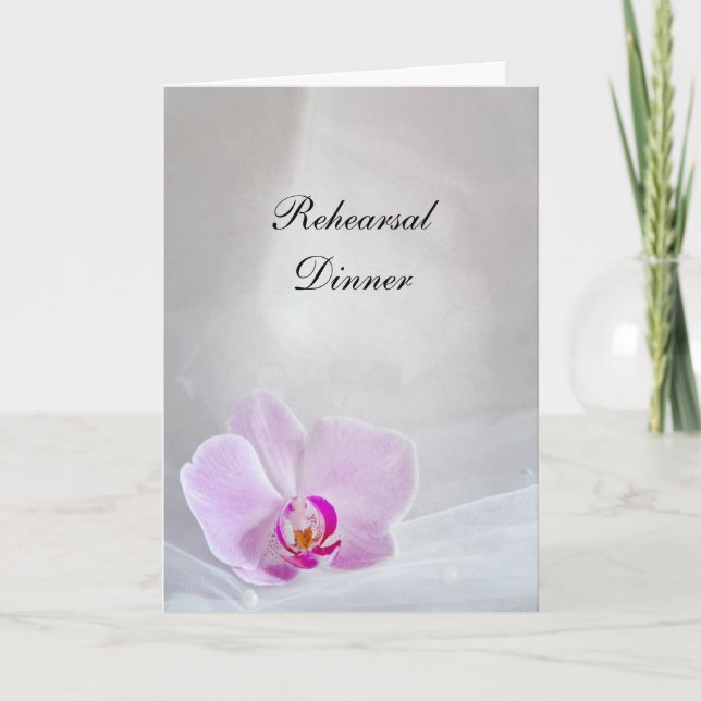 Rosa Orchid und Veil Hochzeit Probe Dinner Einladung (Vorderseite)