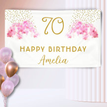 Rosa Orchid Watercolor Gold Glitzer 70. Geburtstag
