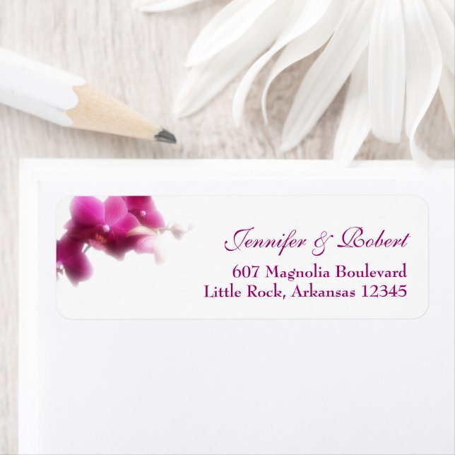Rosa Orchid Wedding Address Return Label (Insitu)