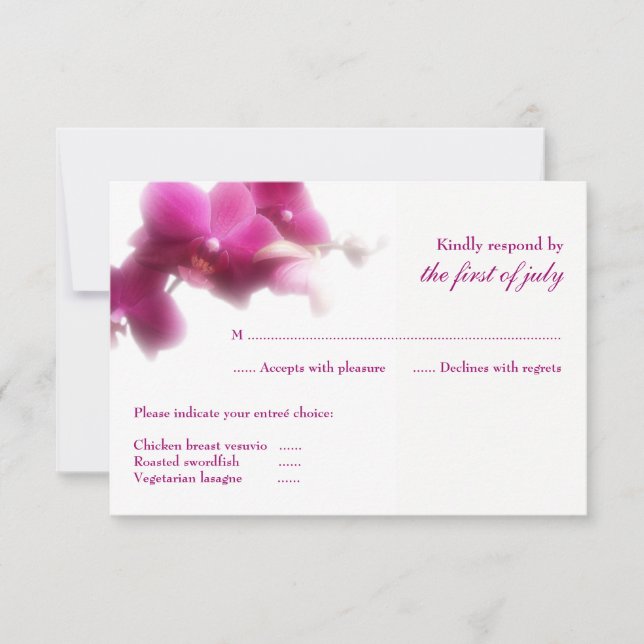 Rosa Orchid Wedding RSVP Card (Vorderseite)