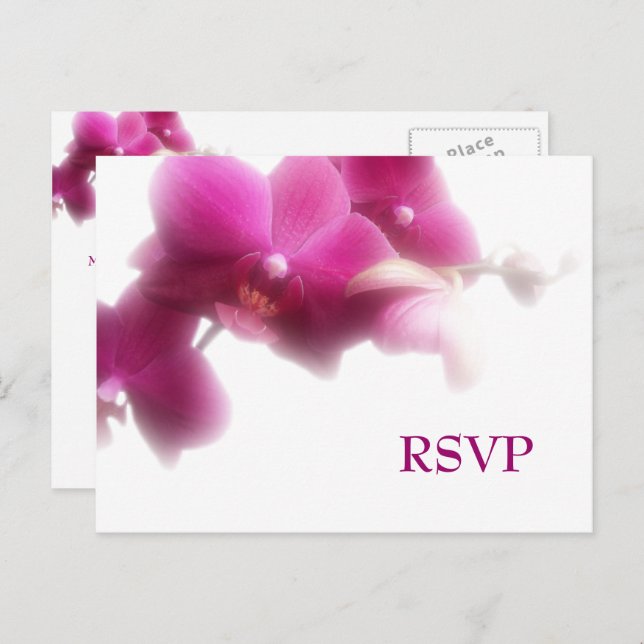 Rosa Orchid Wedding RSVP Einladungspostkarte (Vorne/Hinten)
