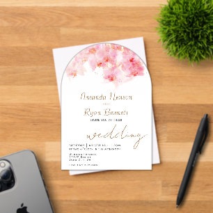 Rosa Orchidee Aquarell-Blume Florale Hochzeit Acryleinladungen