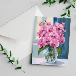Rosa Orchidee Blume Bouquet Wasserfarbkarte