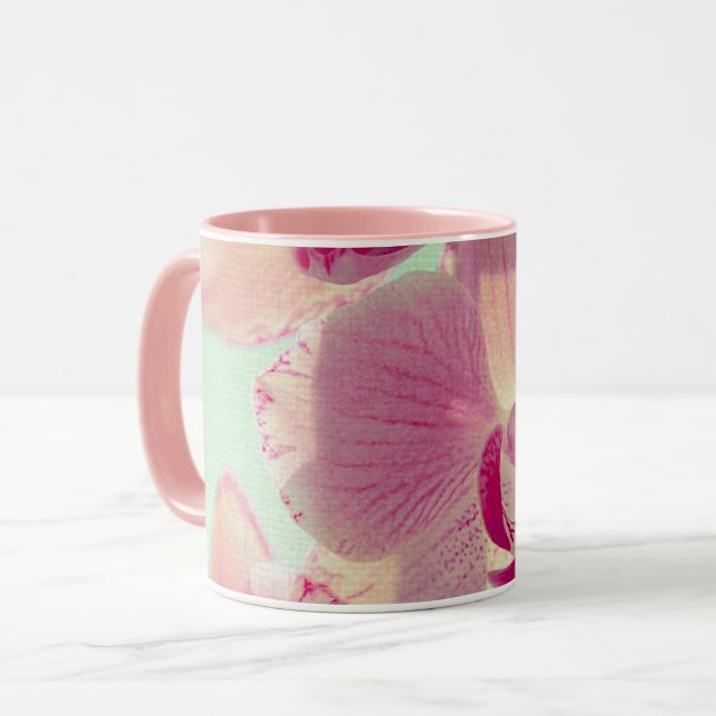 Rosa Orchidee Tasse (Vorderseite Links)