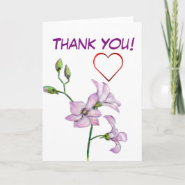 Rosa Orchidee und rotes Herz danken Ihnen Dankeskarte