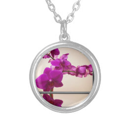 Rosa Orchidee Versilberte Kette