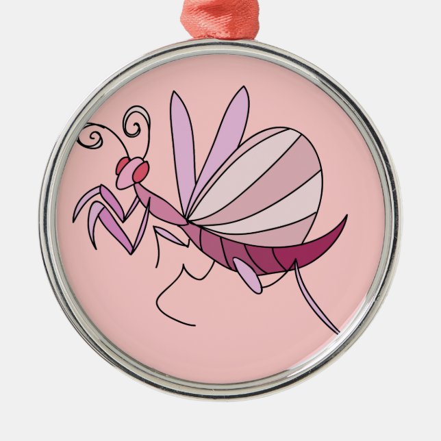 Rosa OrchideeMantis Silbernes Ornament (Vorne)