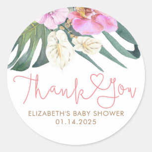 Rosa Orchideen Anthurien Tropisches Dankeschön Runder Aufkleber