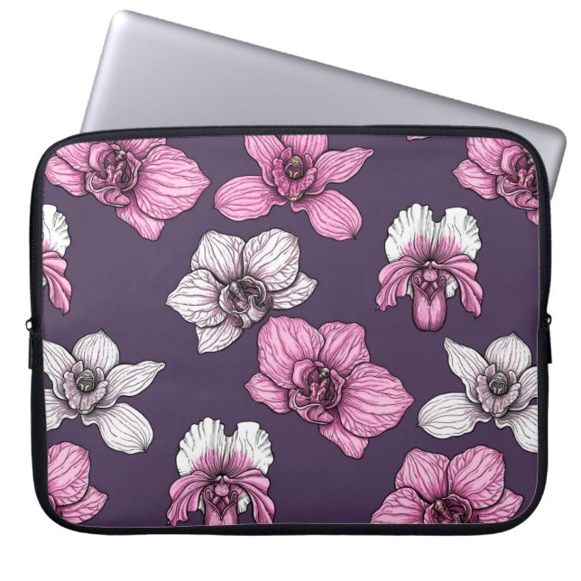 Rosa Orchideen-Blume Laptopschutzhülle (Vorderseite)
